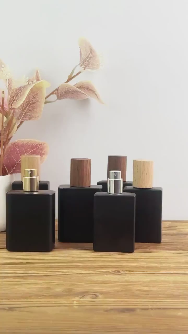 Matte Black Glass Perfume Bottle