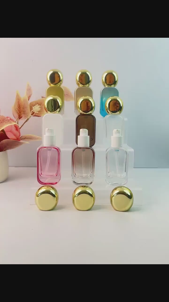 Gradient Glass Lotion Bottles with Gold Pumps