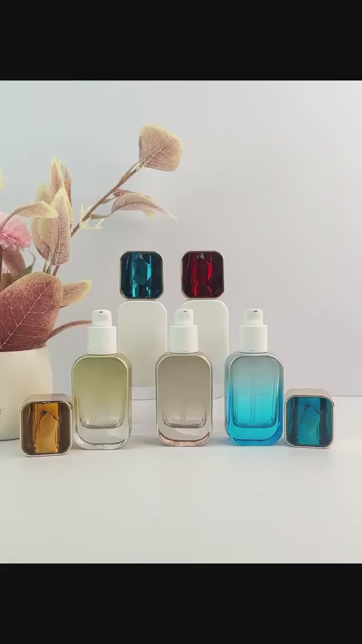 30ml Luxury Square Cosmetic Bottles with Gem Caps