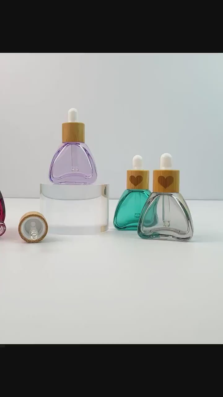10ml Colorful Glass Tincture Bottle with Wood Heart-shaped Cap