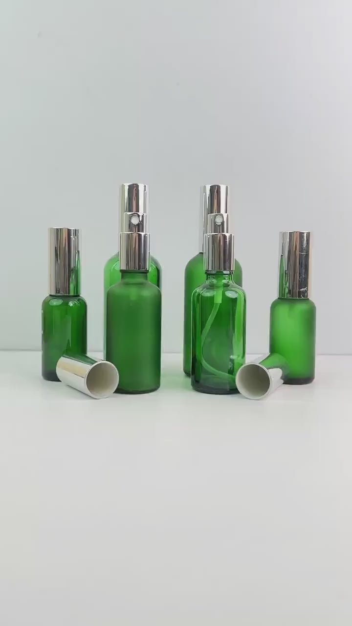 Luxury Green Glass Spray Bottle (Clear or Frosted)