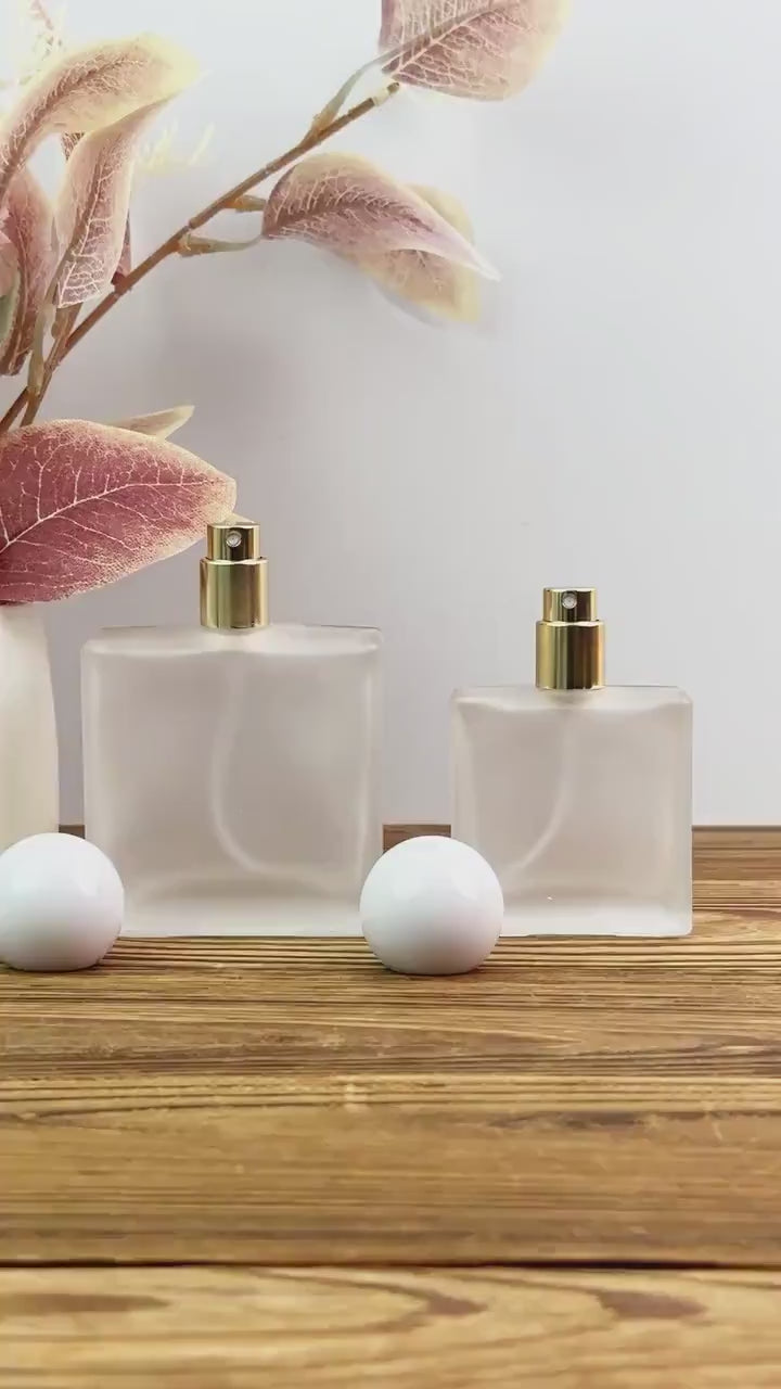 25ml 50ml Frosted Square Glass Spray Bottle