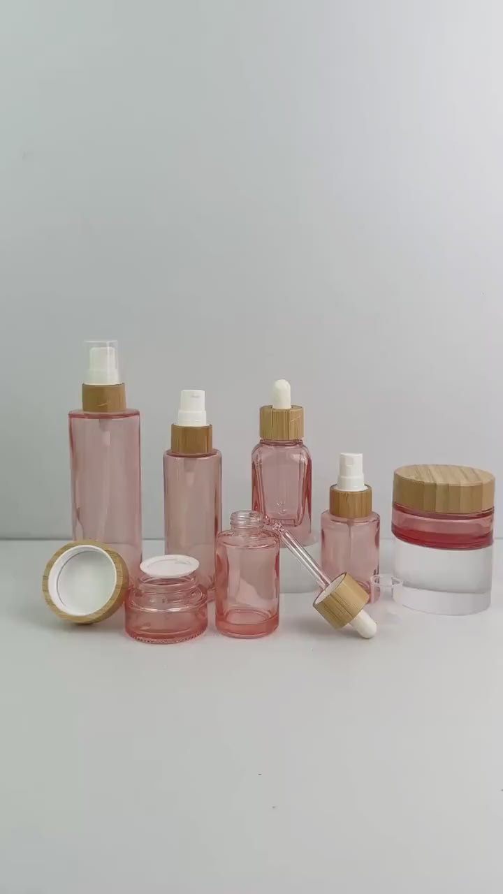 Pink Glass Cosmetic Container