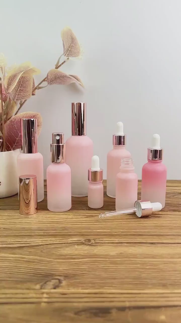 Gradient Pink Glass Dropper Bottle