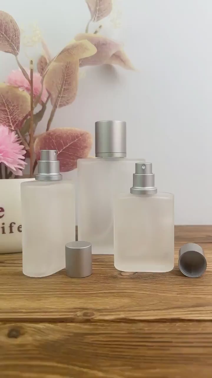 30ml 50ml 100ml Frosted Square Glass Spray Bottles